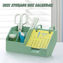 2021 Plastic Desk Organizer Calendar Creative Pen Holder Desk Calendar Storage Box Remote Control Debris Storage Organizer Green 2024 - buy cheap