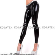 Black And Silver Sexy Latex Leggings With Zippers At Knee Rubber Pants Trousers Bottoms CK-0047 2024 - buy cheap