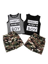 Citgeett Summer Kids Baby Boys Two-piece Clothes Set Letters Printed Pattern Sleeveless Tops + Shorts Set 2024 - buy cheap