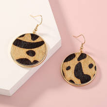Bohemian Round Leopard Print Dangle Earrings Women Fashion Jewelry Street Style Fall and Winter Earrings 2024 - buy cheap
