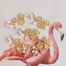 Acessórios para decoração de roupas decoração de flores botões diy artesanato pérola strass botões decoração dourado 2024 - compre barato