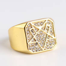 Hip hop accessories gold geometric stripes zircon ring cool party jewelry charm men's ring 2024 - buy cheap