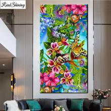 Алмазная 5d-картина «сделай сам», мозаика с полным заполнением, красочная вышивка бабочками и цветами, вышивка крестиком, украшение для прихожей, большие размеры, T67 2024 - купить недорого