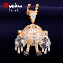 Hand holding Dollar Pouch Dripping Pendant Men's Gold Color Necklace Charm Bling Cubic Zircon Hip Hop Jewelry 2024 - buy cheap