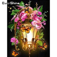 Evershine pintura de flores de borboleta, completo quadrado cristal bordado kit de ponto cruz imitação de strass imagens bordado 2024 - compre barato