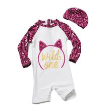 Baby Girl Bikini Girls Bathing Suit Kids 2Pcs romper+cap 2pcs Kids Cat Cartoon Children Kids Girl Swimwear Bikinis Baby Clothing 2024 - buy cheap