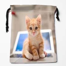 Sacolas impermeáveis de gato e animais, bolsa organizadora de presente de aniversário para meninos e meninas com cordão, tamanho 18x22cm 2024 - compre barato