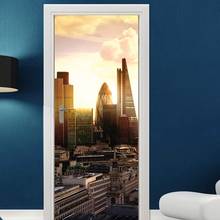 Creative Door Sticker City View Door Mural Door Cover Wall Stickers Kitchen Wallpaper Renew Mural Decal Kids Home Decor 2024 - buy cheap