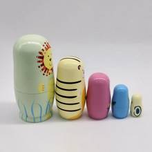 5Pcs/Set Animal Lion Pig Monkey Russian Nesting Dolls Matryoshka Kids Toy Gift 2024 - buy cheap