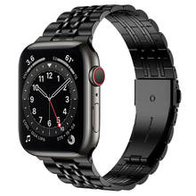 Pulseira de metal para apple watch 6 banda 44mm 40mm 42mm 38mm sólido aço inoxidável negócios pulseira para iwatch 6 se 5 4 3 1 pulseira 2024 - compre barato