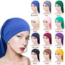 Твердые Цвет модный хиджаб Tuban шляпа с запахом головных уборов женская мусульманская внутренние хиджабы кепки Нижний шарф плат Mujer 2024 - купить недорого