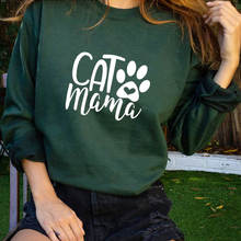 Sweatshirt Cat MaMa With Cute Paw Graphic Tops New Arrival Women Funny Long Sleeve 100%Cotton Cat Mom Tops Pet Lover Gift 2024 - buy cheap