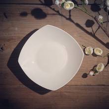 Корейский стиль Творческий 9-дюймовый квадратная керамическая тарелка для супа глубокое блюдо дома простой элегантный белый Западная салат Тарелка десертная тарелка 2024 - купить недорого
