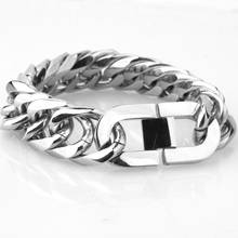 Huge Heavy 21mm Men's Bracelet Silver Color Curb Cuban Link 316L Stainless Steel Wristband Male Jewelry 7-11 inch Select 2024 - buy cheap