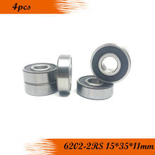 4pcs/lot High quality 6202RS 6202-2RS ABEC-3 ball bearing 15x35x11mm deep groove ball bearing free shipping 2024 - buy cheap