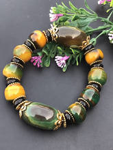 Natural green yellow agate jade beads bracelet handcarved jade bangle bracelet jadite jade jewelry gemstone bracelet for women 2024 - buy cheap