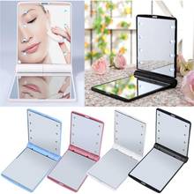 1Pcs Makeup Mirror With LED Lights Lady Makeup Cosmetic Folding Portable Compact Pocket Mirror 8 LED Lights Lamps Makeup Tool 2024 - buy cheap