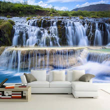 Papel de parede com foto personalizada 3d de paisagem cascata, papel de parede para cozinha, restaurante, sala de estudo, quarto, mural de fundo à prova d'água, arte 2024 - compre barato