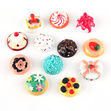 Mini Order 10pcs 26mm Colorful Round Food Resin Cabochon Embellishments Scrapbooking Miniature Cake Bread Donut Button Sticker 2024 - buy cheap