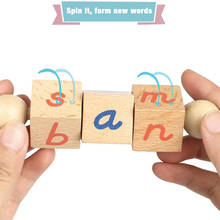 montessori educational wooden toys Language Toys Words Spelling Block Toy Alphabet Cube English Learing Cards with Rotating 2024 - buy cheap