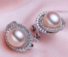 noble jewelry  Pretty 10-11mm natural south sea gold pink pearl stud earring 925s 2024 - buy cheap