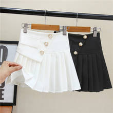 Pleated skirt summer short skirt school style Girl Mini Skirt Casual Elastic Waist Button Front A-Line Skirt 3-12Years 2024 - buy cheap