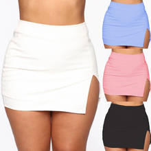 Women Mini Shirt Summer Sexy Slim Plus Size Solid Color Female Splited High Waist Pencil Skirt Club Fashion Sexy Skirt 2024 - buy cheap