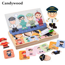 New Kids Wooden Toys Magnetic Character Career Cognitive Puzzle Multifunction Board Games Educational Toys Children Puzzles 2024 - buy cheap
