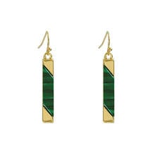 FYJS Unique Light Yellow Gold Color Geometric Malachite Stone Dangle Earrings for Women Fashion Jewelry 2024 - buy cheap