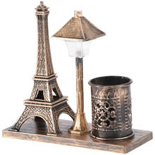 1pc Retro Eiffel Tower Ornament Street Lamp Style Night Light Pen Holder 2024 - buy cheap