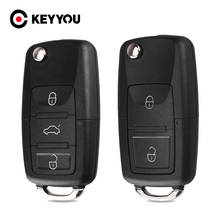 Keyyou-capa dobrável com 2 botões para controle remoto de carro, para volkswagen, jetta, golf, passat, beetle, skoda, seat, polo, b5 2024 - compre barato