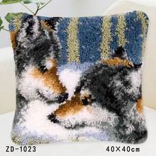 Animals Pillowcase Latch Hook Rug Kits Needlework Embroidery Pillow Wolf Handwerken Knooppakket Tapestry Canvas Cushion Kit 2024 - buy cheap