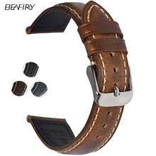 BEAFIRY Watch Band 18mm vintage Oil Wax Genuine Leather Watchbands Belt for Fossil Watch Straps for Men Women Brown Blue Black 2024 - buy cheap