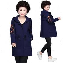 2020 New Spring Autumn Plus Size Loose Women's Clothing Embroidery Hooded Jacket Cotton Casual Long Windbreaker Coat Female 2024 - buy cheap