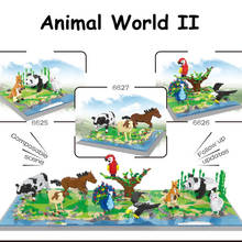 Nuevo diseño 3D modelo Animal World II DIY partículas de diamante loro bloque pastizales caballo Panda Animal oveja juguete de montaje ladrillo 2024 - compra barato