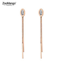ZooMango-pendientes largos bohemios de acero y titanio para mujer, joyería de oro rosa, CZ, cristal, vacaciones, ZE19144 2024 - compra barato
