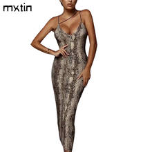 2021 Women Summer Fashion Sexy Snake Print Midi Dress Vintage Backless Tin Straps Female Slim Party Dresses Vestidos Mujer 2024 - buy cheap