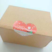 Pegatina de sello de corazón Kraft para hornear, etiqueta adhesiva de Feliz Navidad, muñeco de nieve, regalo, 90 unids/lote 2024 - compra barato