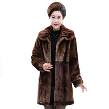 Mink fur Coat Women's Mid-length Mink fur Parka Plus size Loose Thick Warm POLO collar  Winter Female Overcoat Jacket 2024 - buy cheap