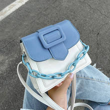 Дизайнерские сумки через плечо из искусственной кожи контрастных цветов с ремнем для женщин 2020 летние сумки на плечо с цепочкой дорожные сумки 2024 - купить недорого