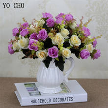 YO CHO-ramo de 10 rosas artificiales, decoración del hogar, ramo de dos colores, ramo de novia de boda 2024 - compra barato
