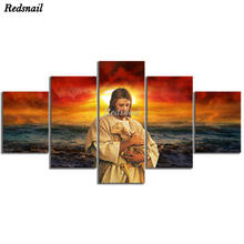 Religious Jesus sheep Sunset sea 5 Pieces diy diamond painting 5D Full Diamond embroidery mosaic Home Decor puzzle MM098 2024 - buy cheap