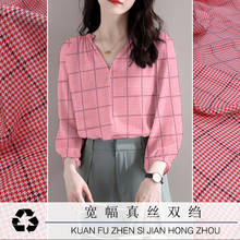 Summer houndstooth silk crepe de chine dress shirt fabric vertical mulberry silk dress high fashion fabric 2024 - buy cheap