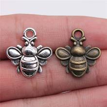 WYSIWYG-5 uds. De colgantes de abeja de 20x21mm DIY, Charm para la fabricación de joyas, Color plata antigua, Color bronce antiguo, abalorio de abeja 2024 - compra barato