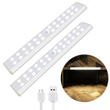 Motion Sensor Cabinet Kitchen Light Rechargeable Magnetic 24 40 60 LED Motion Sensor Wall Lights for Bedroom Closet Wardrobe 2024 - buy cheap