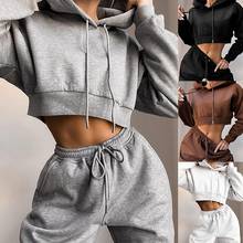Casual Women Autumn Solid Color Hoodie Pants Two Piece Set Sportswear Tracksuit 2024 - buy cheap
