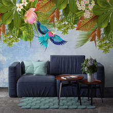 Пользовательские обои 3D тропические растения листья цветы фото настенные фрески гостиная спальня домашний декор наклейка на стену 3D ПВХ водонепроницаемый 2024 - купить недорого
