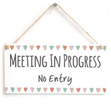 Meijiafei MEETING IN PROGRESS No Entry - Functional Privacy  Do Not Enter Meeting Hanging Door Sign 10" x 5" 2024 - buy cheap