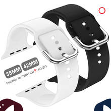 Мягкий силиконовый ремешок Apple Watch для серии 5 44 мм 40 м для смарт-часов iwatch серии 321 42 мм 38 мм Замена браслета аксессуары 2024 - купить недорого