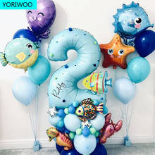 Balões metalizados para decoração de festas infantil, 44 peças sob o mar, tema world, animais, 1 2 3 4 5, feliz aniversário, chá de bebê 2024 - compre barato